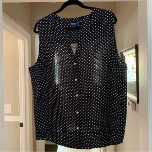 Black w/white polka dots Jones NY blouse